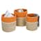 Honey Can Do Orange & Beige Paper Straw Nesting Baskets with Handles Set